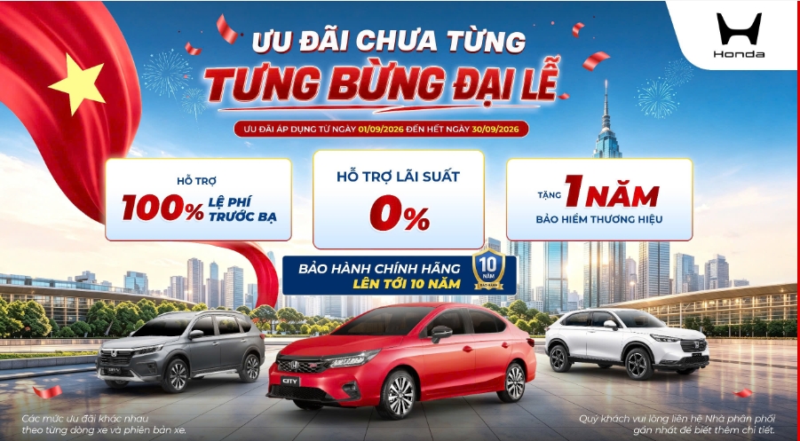 Chương trình khuyến mại ô tô tháng 9 năm 2026 - ƯU ĐÃI CHƯA TỪNG - TƯNG BỪNG ĐẠI LỄ